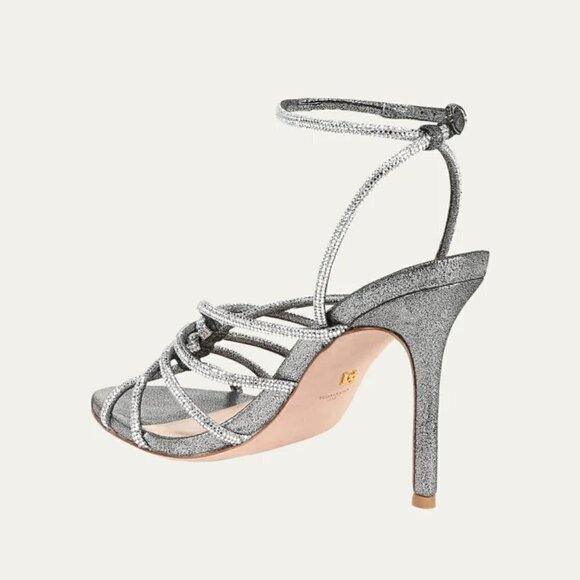 New Veronica Beard Aneesha Crystal Embellish Gunmetal Strappy Heel Sandals 7 US - Picture 8 of 13